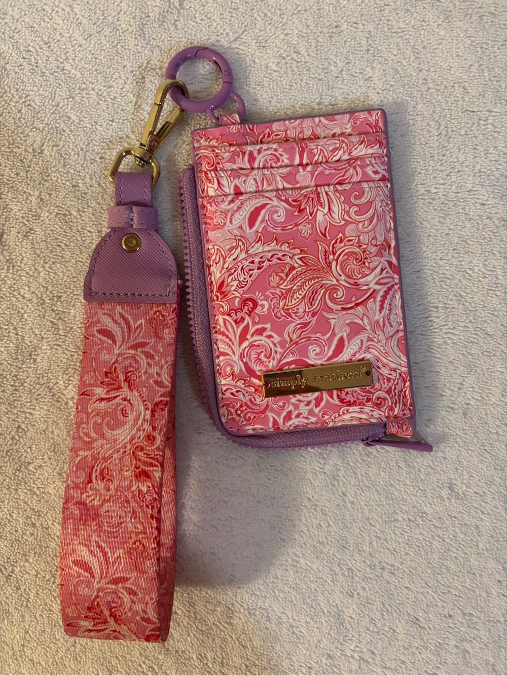 Simply Southern Pink Patterned Wristlet Cardholder with Strap